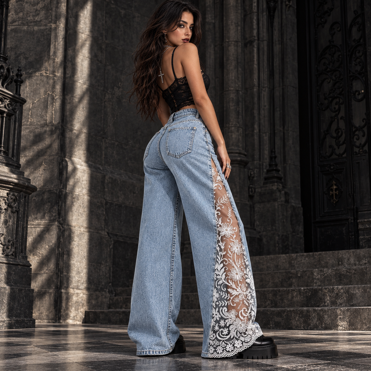 GRAVE ROSE™ Gothic Lace Jeans