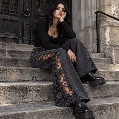 GRAVE ROSE™ Gothic Lace Jeans